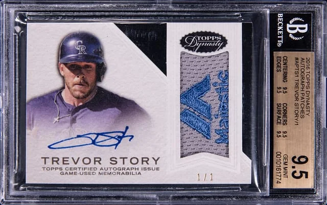 2016 Topps Dynasty Trevor Story Autograph Patch #AP-TS1 card image