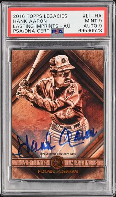 2016 Topps Hank Aaron Legacies Lasting Imprints Autograph #LI-HA card image
