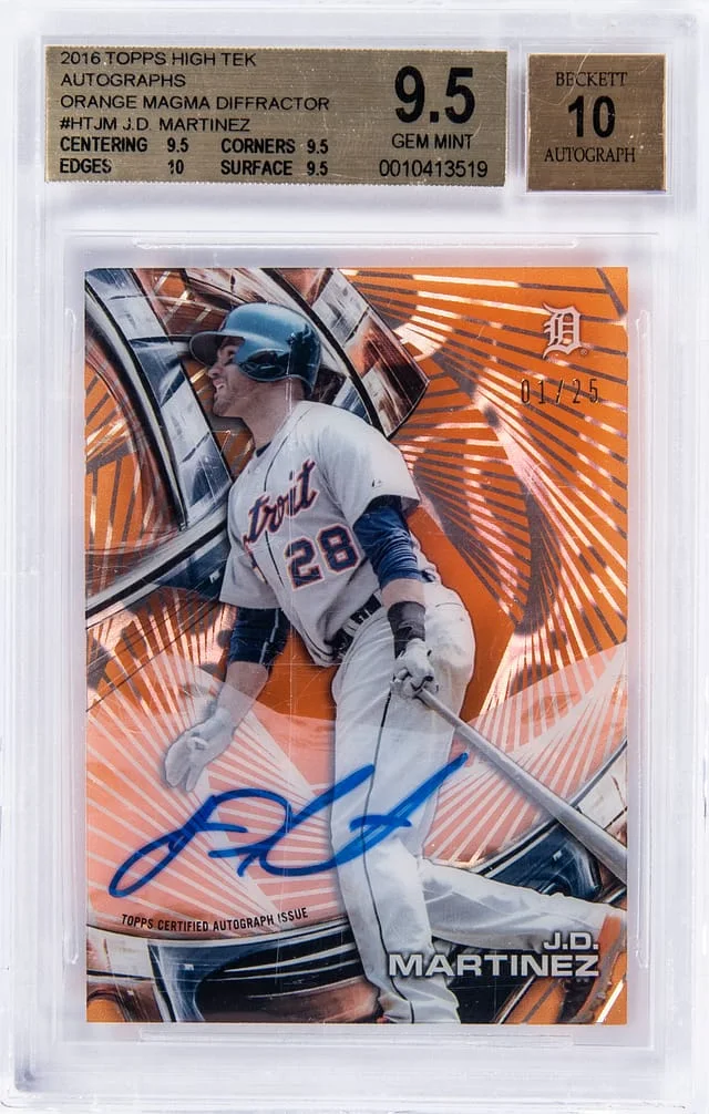 2016 Topps J.D Martinez High Tek Orange Magma Diffractor #HTJM card image