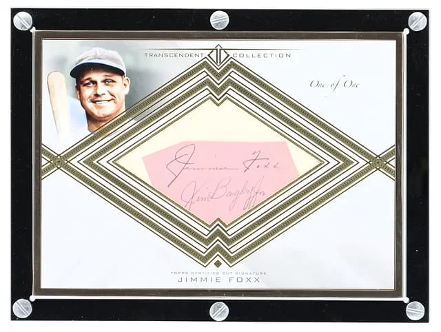 2016 Topps Jimmie Foxx Transcendent Collection Oversized Cut Signature Box Topper #TCS-JF card image