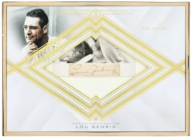 2016 Topps Lou Gehrig Transcendent Collection Oversized Cut Signature Box Topper #TCS-LG card image
