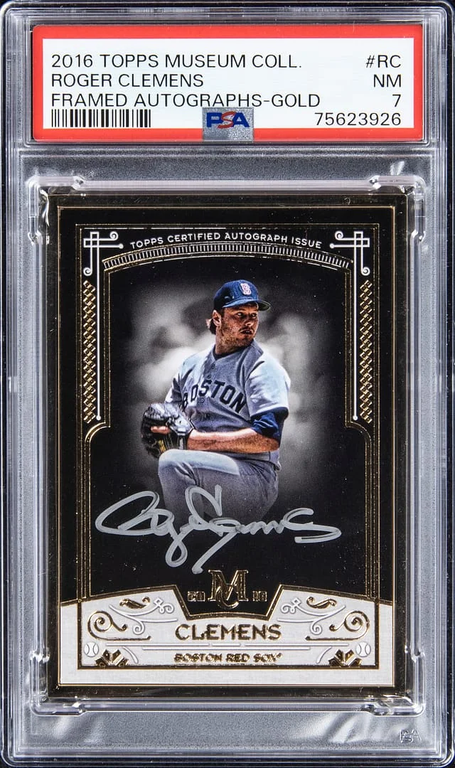 2016 Topps Museum Collection Framed Autographs Gold # Roger Clemens #no-number card image