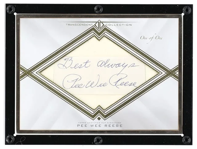 2016 Topps Pee Wee Reese Transcendent Collection Oversized Cut Signature Box Topper #TCS-PWR card image