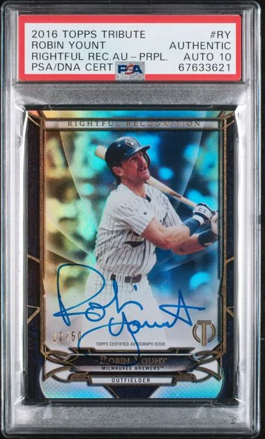 2016 Topps Tribute Robin Yount Rightful Recognition Autographs Purple #NOW-RY card image
