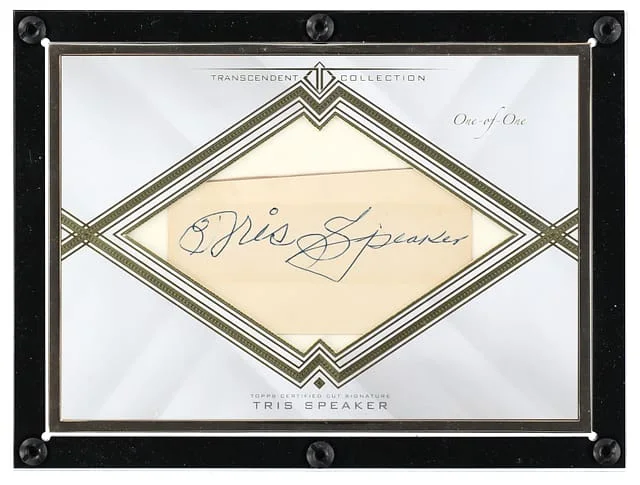2016 Topps Tris Speaker Transcendent Collection Oversized Cut Signature Box Topper #TCS-TSP card image