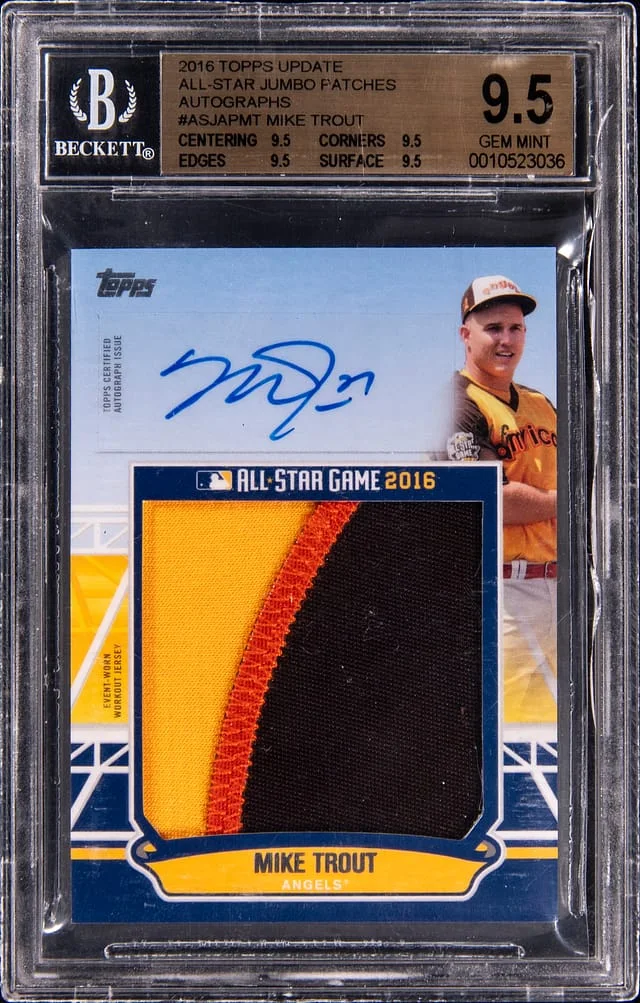 2016 Topps Update Mike Trout All-Star Jumbo Patches Autographs #ASJAP-MT card image