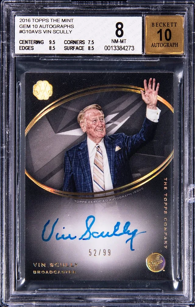 2016 Topps Vin Scully The Mint Gem 10 Autographs #G10AVS card image