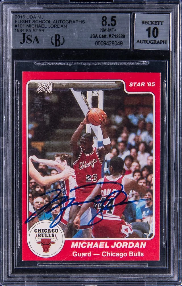2016 UDA MJ Flight School Autographs 1984-85 Star Michael Jordan #101 card image