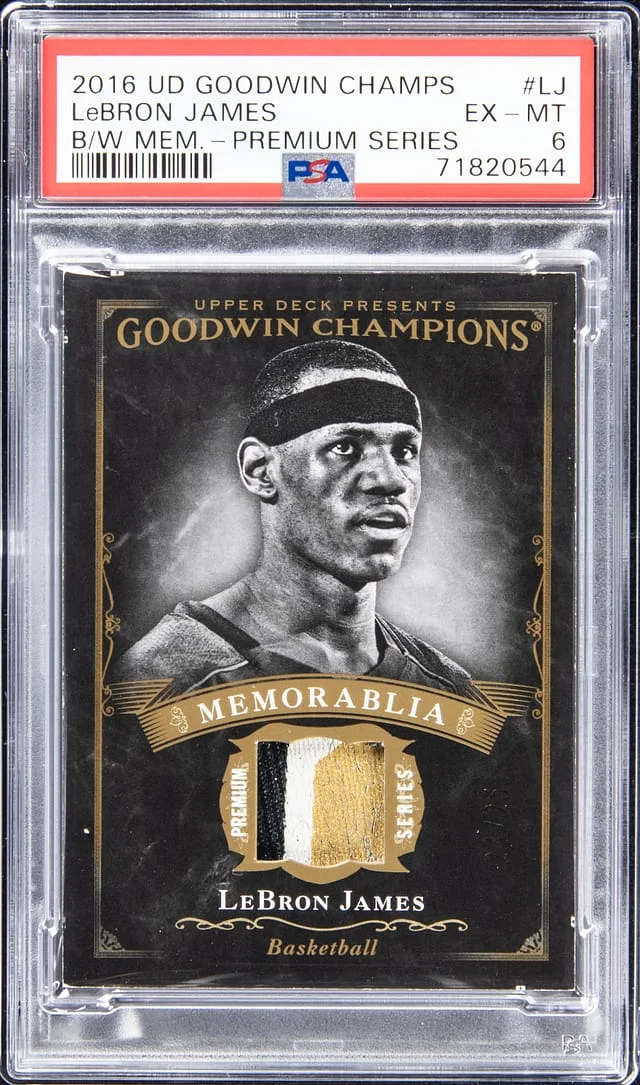 2016 Upper Deck LeBron James Goodwin Champion Black & White Memorabilia Premium Series #BWM-LJ card image