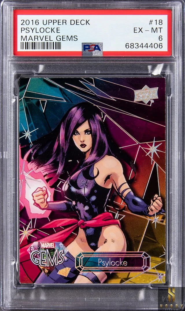 2016 Upper Deck Psylocke Marvel Gems Sapphire #18 card image
