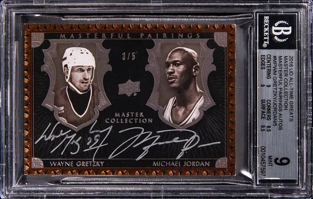 2016 Upper Deck Wayne Gretzky/Michael Jordan All-Time Greats Master Collection Masterful Pairings Autograph #MPWM card image