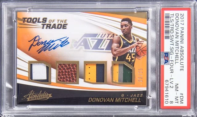 2017-18 Panini Absolute Donovan Mitchell Tools of the Trade Swatch Signature Four Level 2 #TT4-DM card image