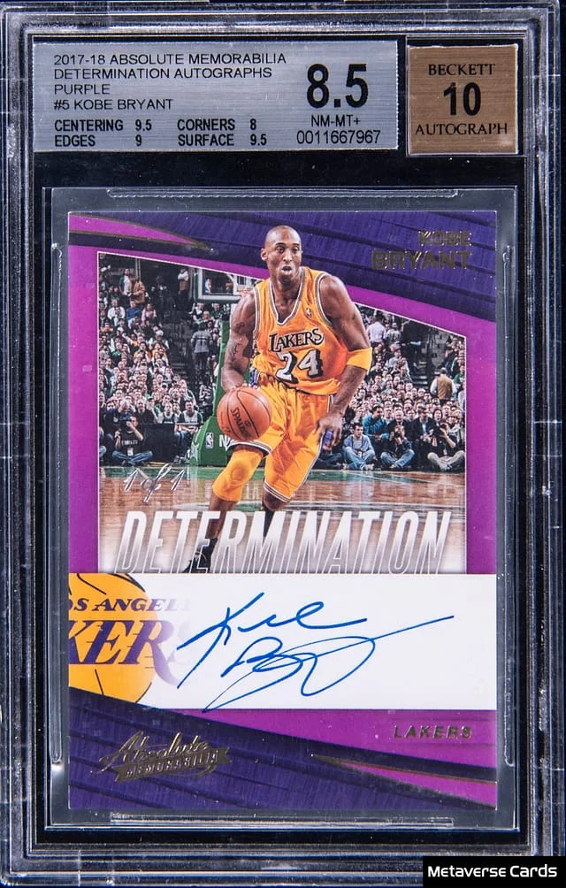 2017-18 Panini Absolute Kobe Bryant Memorabilia Determination Autographs Purple #D-KB card image