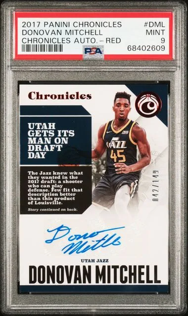 2017-18 Panini Chronicles Donovan Mitchell Autographs Red #CA-DML card image