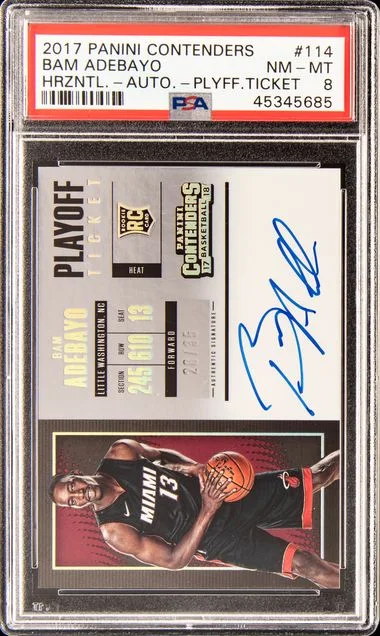 2017-18 Panini Contenders Bam Adebayo Horizontal-Autograph-Playoff Ticket #114 card image