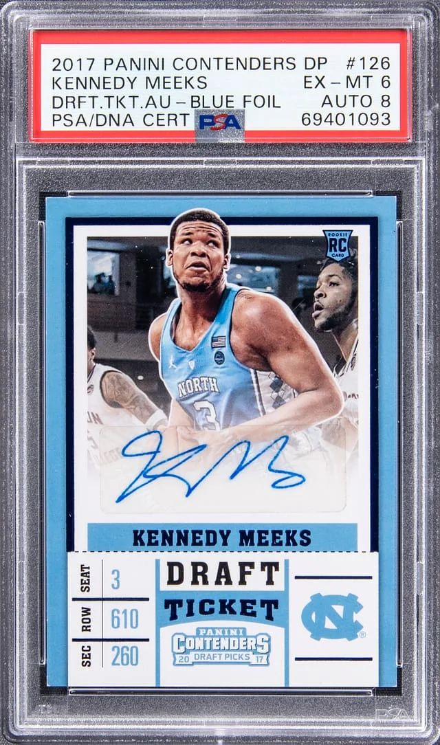 2017-18 Panini Contenders Draft Picks Kennedy Meeks Draft Ticket Autograph Blue Foil #126 card image