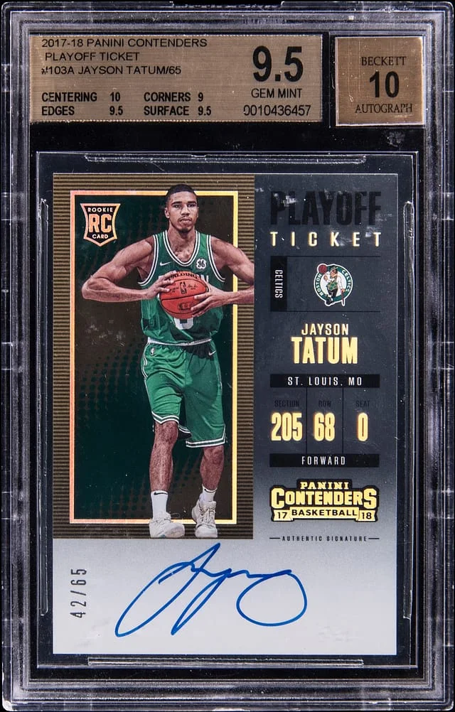 2017-18 Panini Contenders Jayson Tatum Playoff Ticket Autograph #103 card image