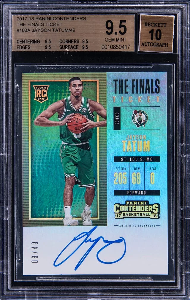 2017-18 Panini Contenders Jayson Tatum Ticket Autographs Cracked Ice #103A card image