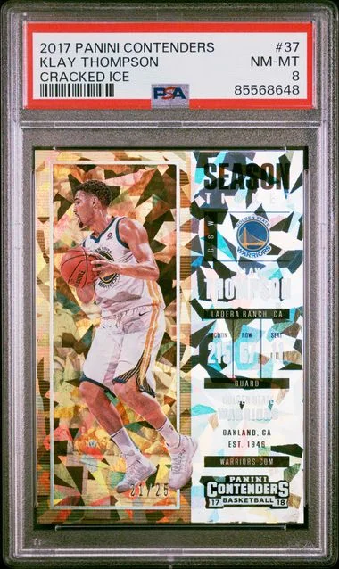 2017-18 Panini Contenders Klay Thompson Cracked Ice Season Ticket #37 card image