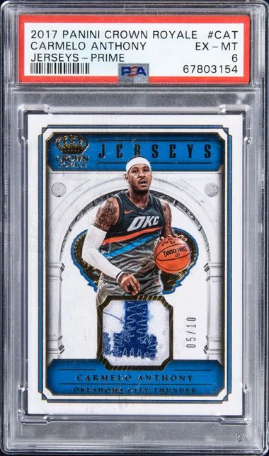 2017-18 Panini Crown Royale Carmelo Anthony Jerseys Prime #JSY-CAT card image