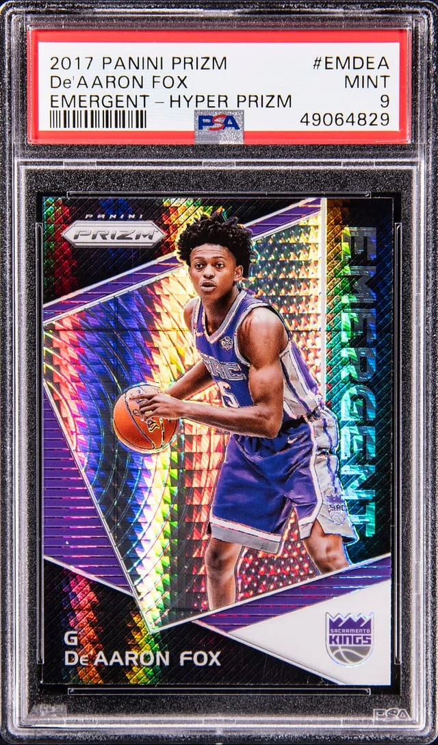 2017-18 Panini De'Aaron Fox Emergent Hyper Prizm #EM-DEA card image