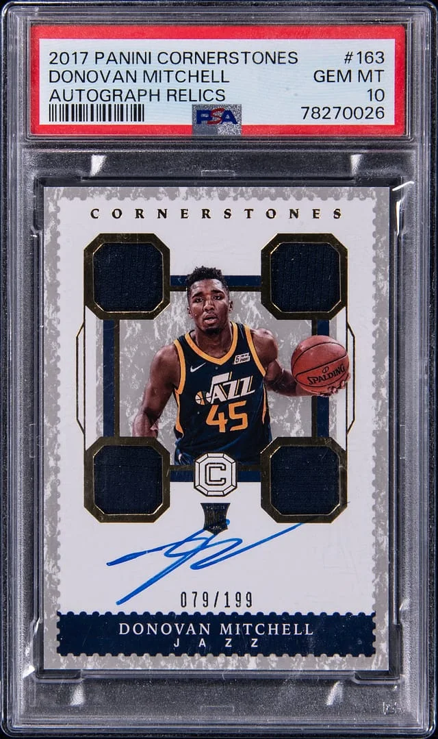 2017-18 Panini Donovan Mitchell Cornerstones Autograph Relics #163 card image
