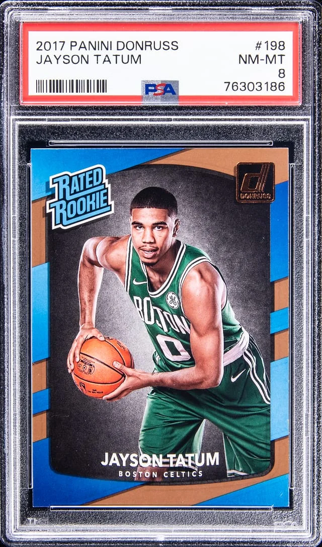 2017-18 Panini Donruss Jayson Tatum Holo Green/Yellow Laser #198 card image