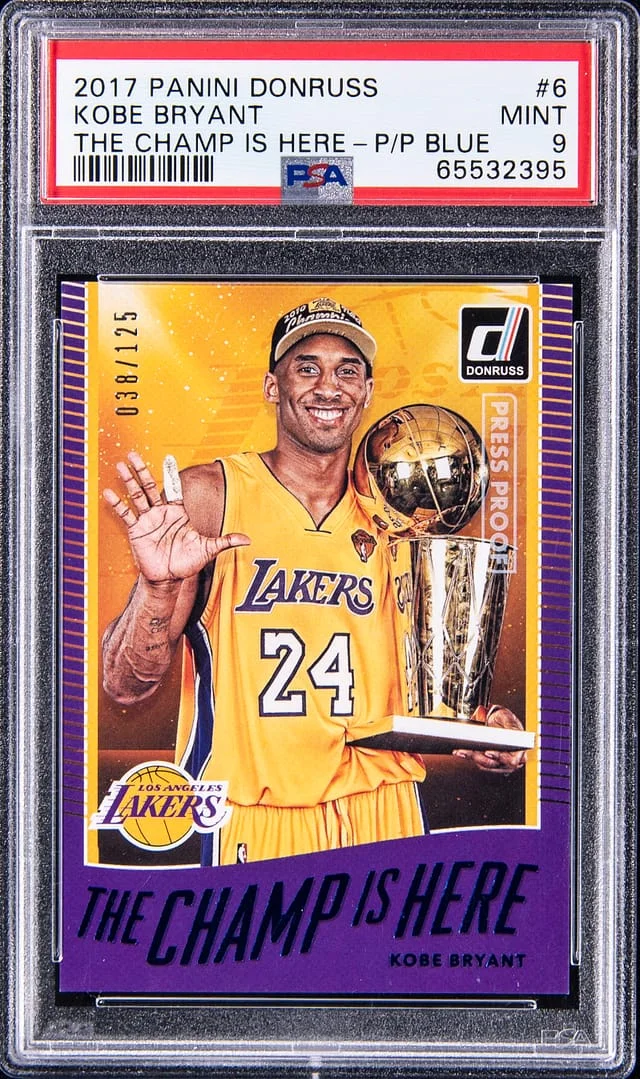 2017-18 Panini Donruss Kobe Bryant The Champ is Here Press Proof Blue #6 card image