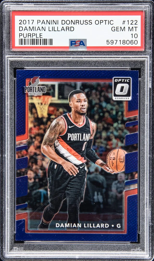 2017-18 Panini Donruss Optic Damian Lillard Purple #122 card image