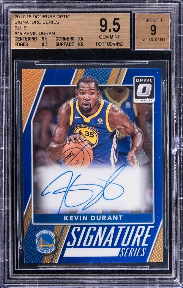 2017-18 Panini Donruss Optic Kevin Durant Signature Series Blue #49 card image