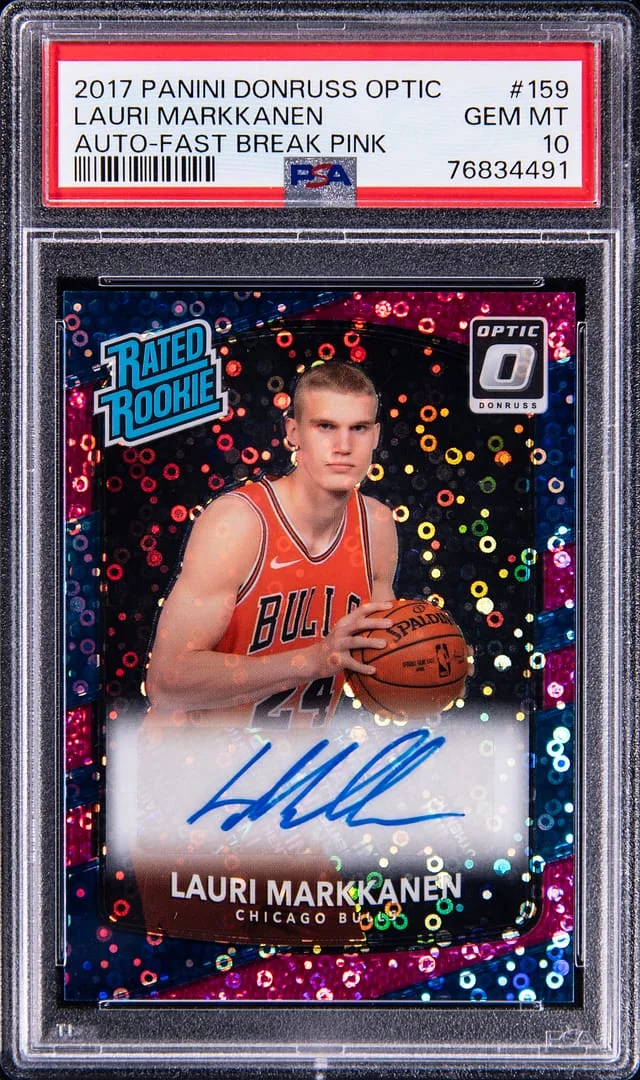2017-18 Panini Donruss Optic Lauri Markkanen Rated Signatures Black Fast Break Prizm #159 card image