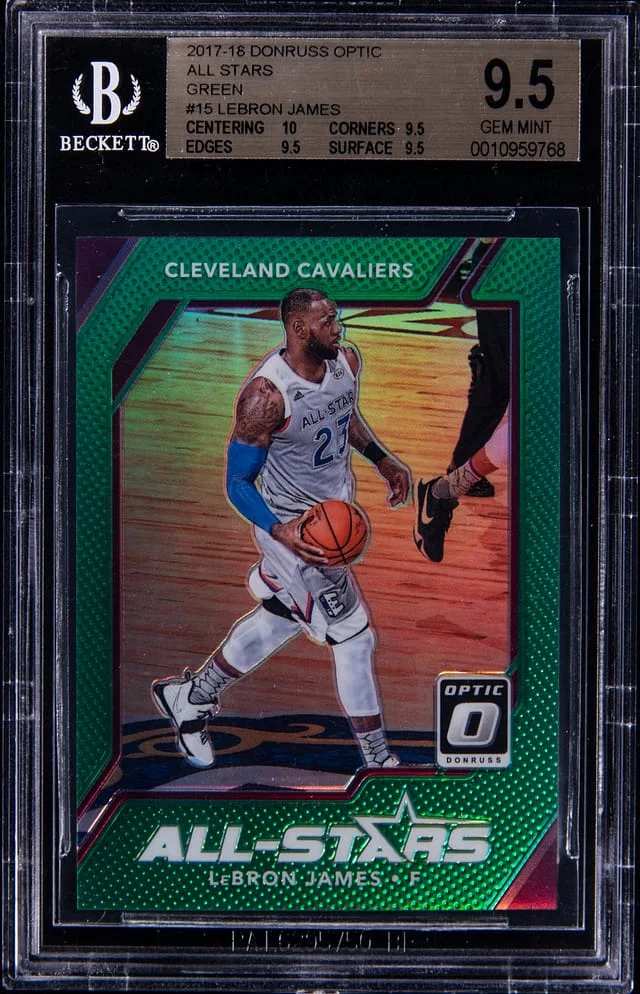 2017-18 Panini Donruss Optic LeBron James All-Stars Green Prizm #15 card image