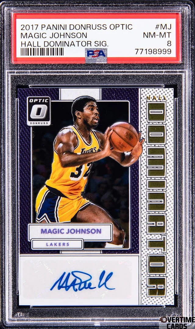 2017-18 Panini Donruss Optic Magic Johnson Hall Dominator Signatures #MJ card image