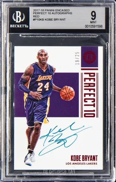 2017-18 Panini Encased Kobe Bryant Perfect 10 Autographs Red #P10-KB card image