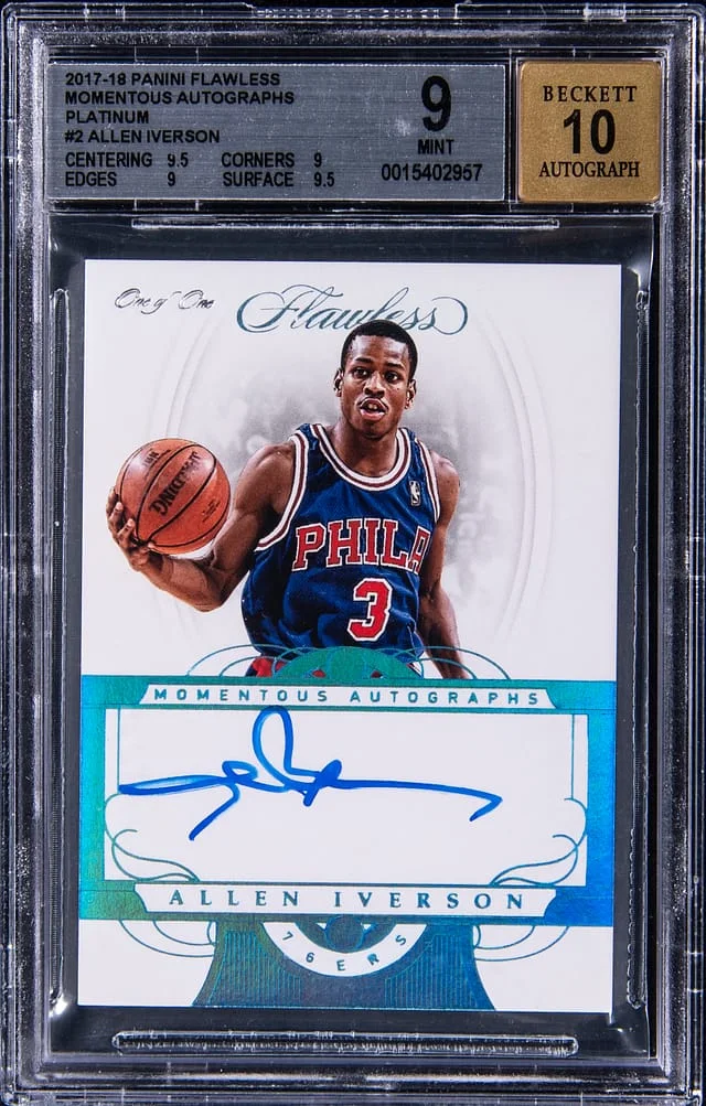 2017-18 Panini Flawless Allen Iverson Momentous Autographs Platinum #2 card image