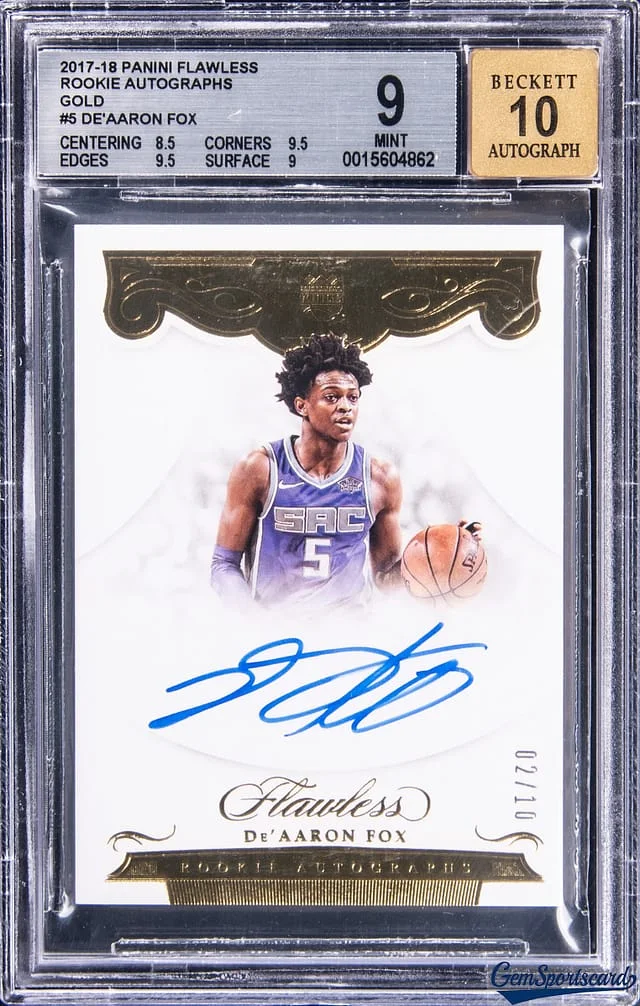 2017-18 Panini Flawless De'Aaron Fox Autographs Gold #RA-DF card image