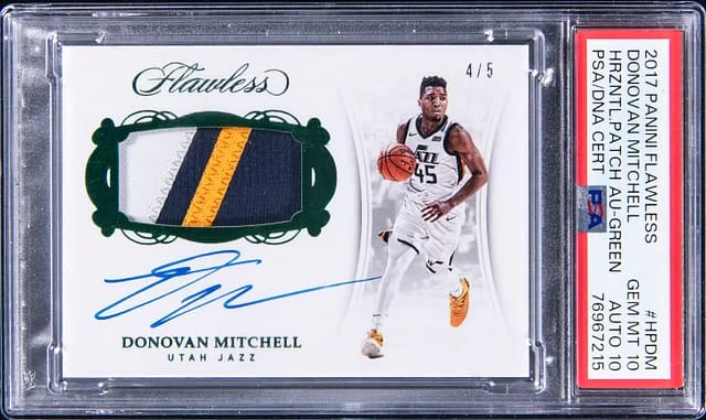 2017-18 Panini Flawless Donovan Mitchell Horizontal Patch Autographs Green #HP-DM card image