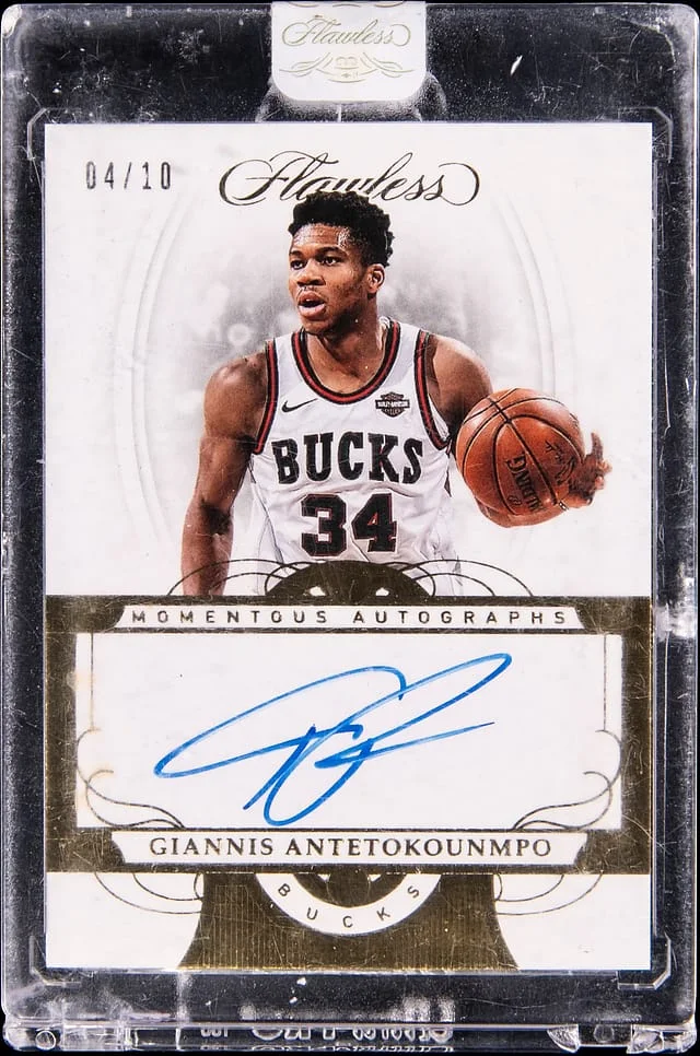 2017-18 Panini Flawless Giannis Antetokounmpo Momentous Autographs Gold #MA-GA card image