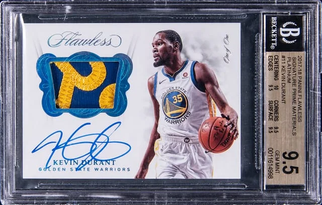 2017-18 Panini Flawless Kevin Durant Signature Prime Materials Platinum #SM-KD card image