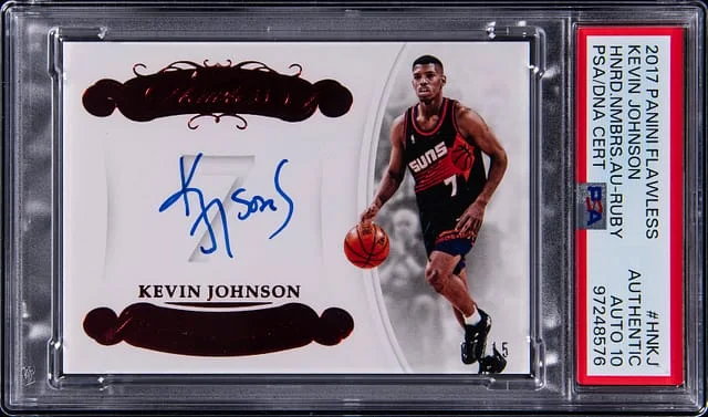 2017-18 Panini Flawless Kevin Johnson Honored Numbers Autograph Ruby #HN-KJ card image