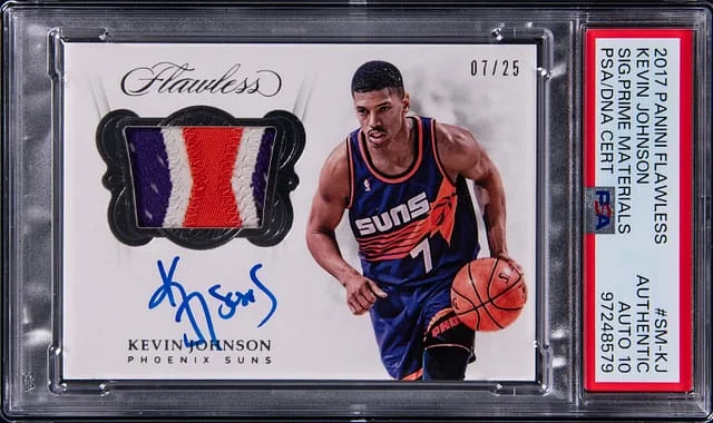 2017-18 Panini Flawless Kevin Johnson Signature Prime Material Gold #SM-KJ card image