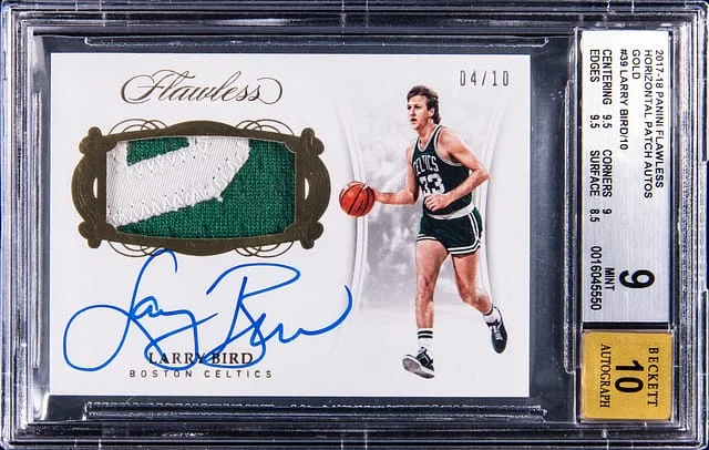 2017-18 Panini Flawless Larry Bird Horizontal Patch Autographs Gold #HP-LB card image