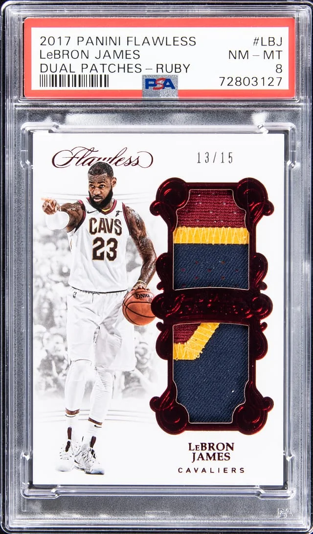 2017-18 Panini Flawless LeBron James Dual Patch Ruby #DP-LBJ card image