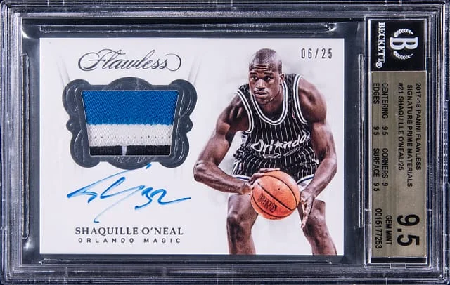 2017-18 Panini Flawless Shaquille O'Neal Signature Prime Materials #SM-SO card image