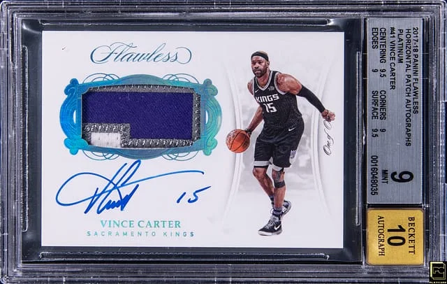 2017-18 Panini Flawless Vince Carter Patch Autographs Platinum #41 card image