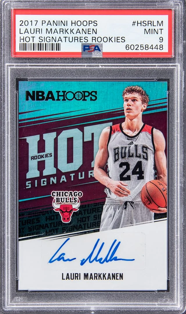 2017-18 Panini Hoops Lauri Markkanen Hot Signature Rookies #HSR-LM card image
