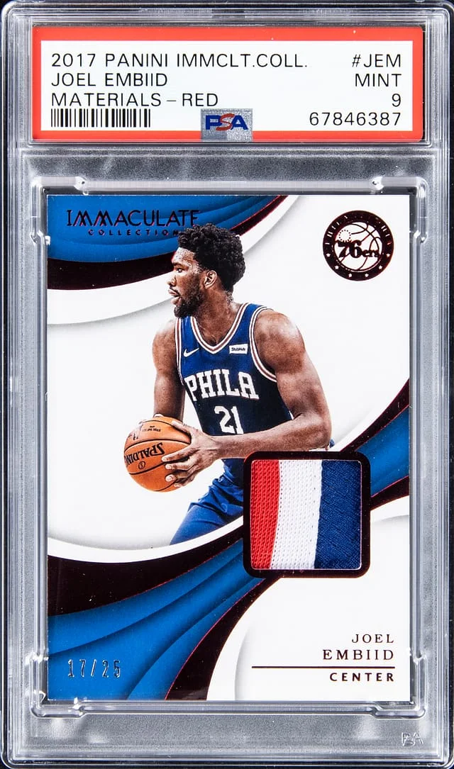 2017-18 Panini Immaculate Collection Joel Embiid Materials Red #M-JEM card image