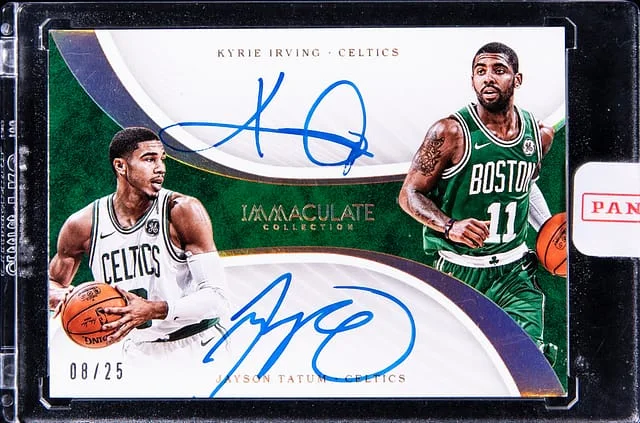 2017-18 Panini Immaculate Collection Kyrie Irving/Jayson Tatum Dual Autographs #D-BOS5 card image
