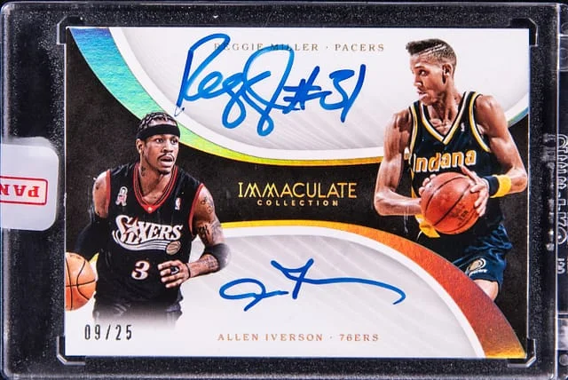 2017-18 Panini Immaculate Collection Reggie Miller/Allen Iverson Dual Autographs #D-2KSF card image