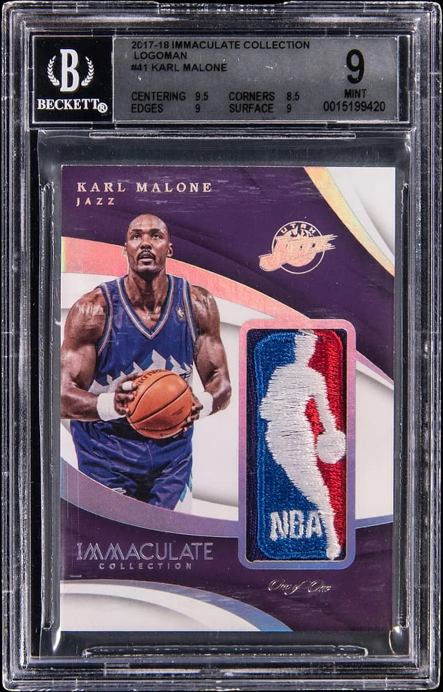 2017-18 Panini Immaculate Karl Malone Logoman #LG-KML card image